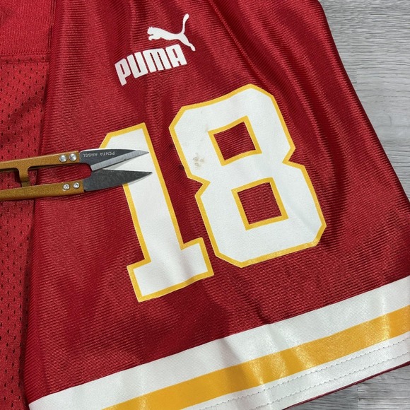 VINTAGE Kansas City Chiefs Elvis Grbac 18 Jersey Mens 2XL Red NFL Football Puma - Picture 12 of 15